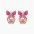 Pink Sapphire & Ruby Pearl Diamonds Butterfly Sweet 18K Rose Gold Clip Earrings
