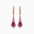 Pink Sapphire & Ruby & White Diamond Pave Set Floral 18K Rose Gold Drop Earrings