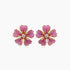 Pink Sapphire Ruby & Fancy Diamond 18K Rose Gold Floral Design Earrings