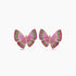Pink Sapphire & Ruby & Diamonds Butterfly Sweet 18K Rose Gold Clip Earrings