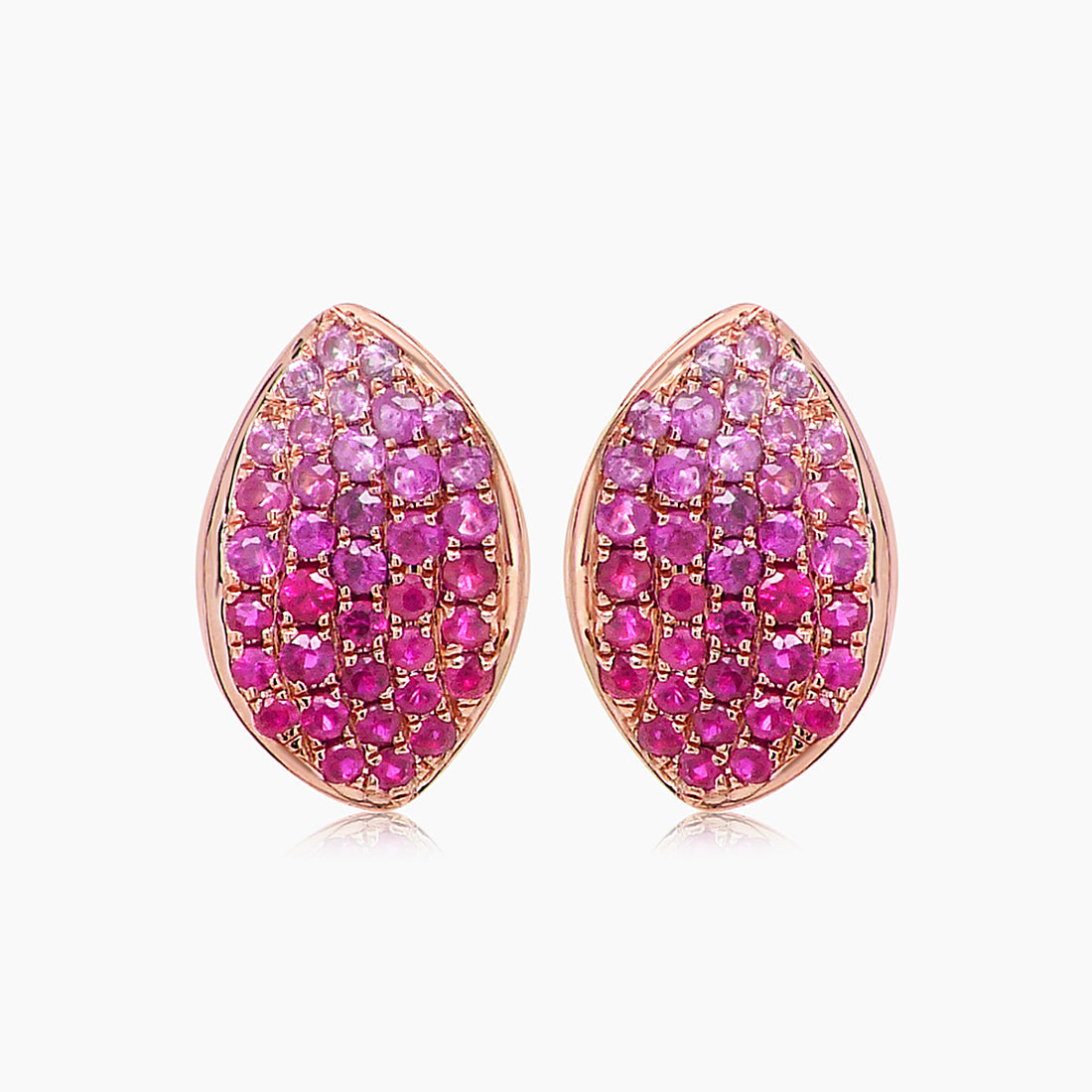 Ruby & Pink Sapphire Pave Set 18K Rose Gold Drop Earring
