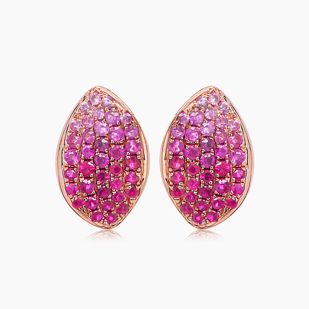 Ruby & Pink Sapphire Pave Set 18K Rose Gold Drop Earring