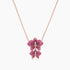 Pink Sapphire Ruby & Fancy Diamond Floral Rose Gold Butterfly Pendant Necklace