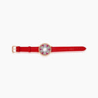 White Shell Pearl Fancy Diamond Ruby White Diamond 18K Rose Watch Dial Bracelet