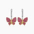 Pink Ruby & Diamonds Butterfly Sweet 18K White Yellow Gold Clip Earrings