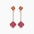 Ruby & Diamond 18K Rose Gold Floral Flower Clover Style Drop Earrings