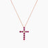 Red Ruby & Fancy Diamond 18K Rose Gold Cross Pendant Necklace