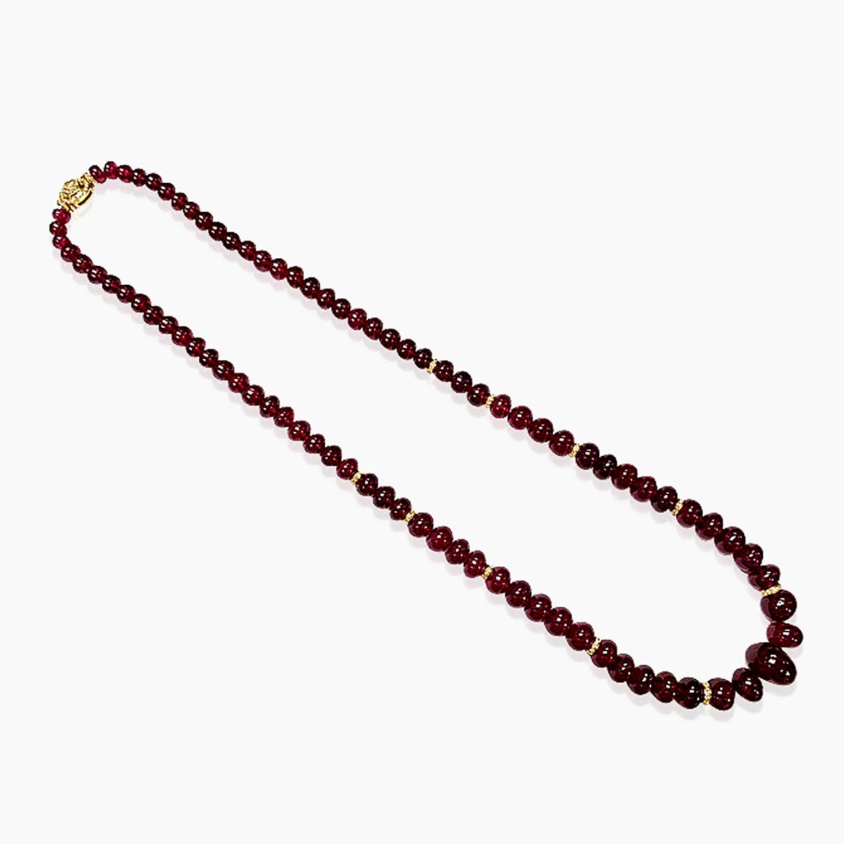 Ruby Gemstone 18K Rose Gold Beads Necklace