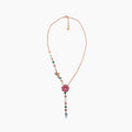 Aquamarine & Multi-Color Sapphire & Pearl & Fancy Diamond Floral Gold Necklace
