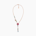 Aquamarine & Multi-Color Sapphire & Pearl & Fancy Diamond Floral Gold Necklace