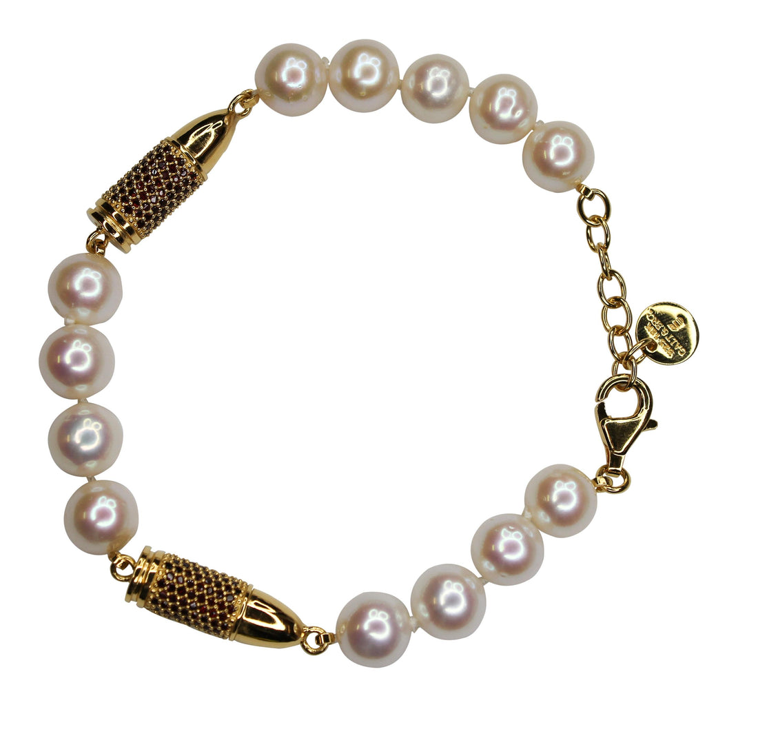 Red Garnet Pave Set Gemstone Gold Rocket Bullet White Pearl Sterling Silver 18K