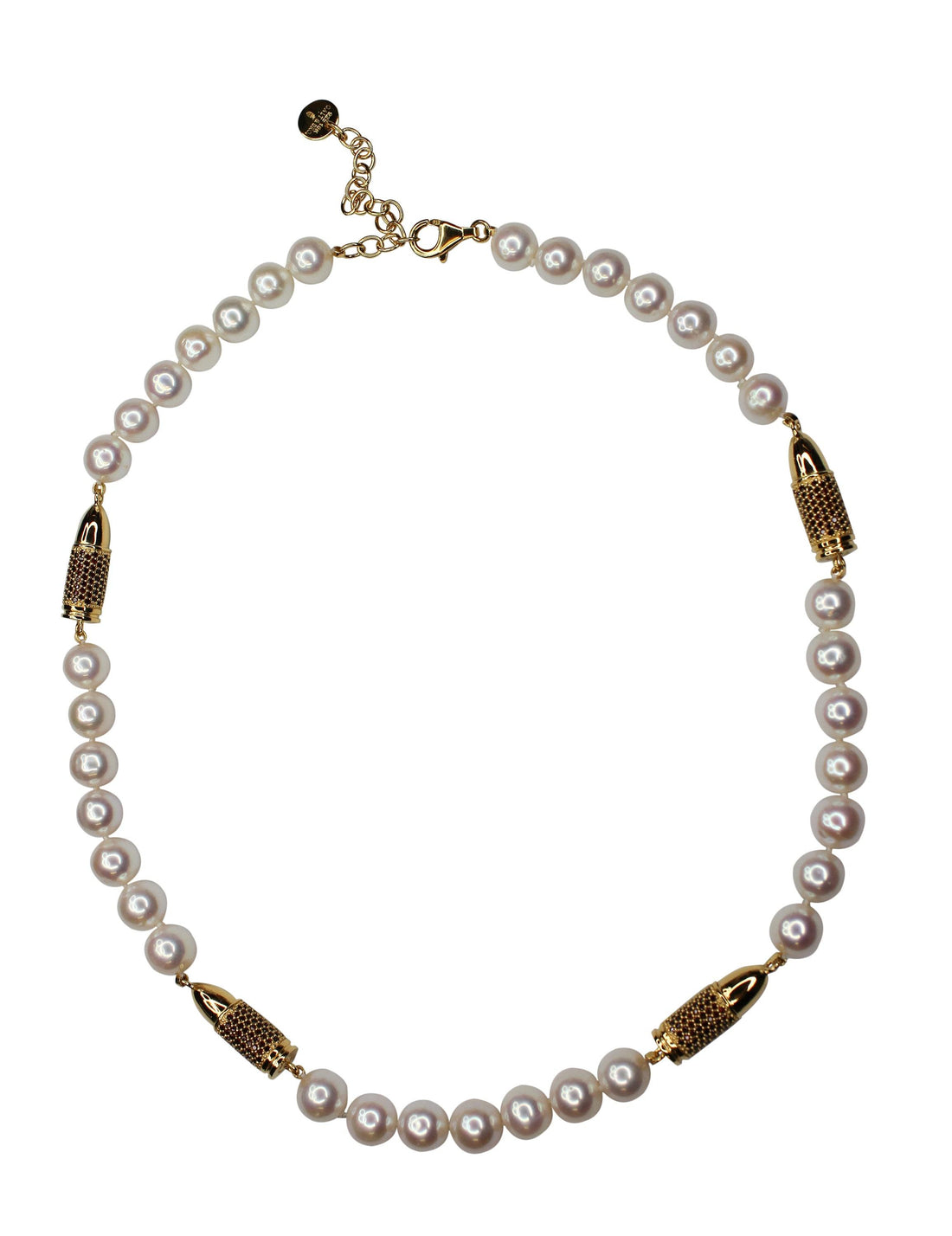 Red Garnet Pave Set Gold Rocket Bullet White Pearl 18K Gold Vermeil Sterling Sil