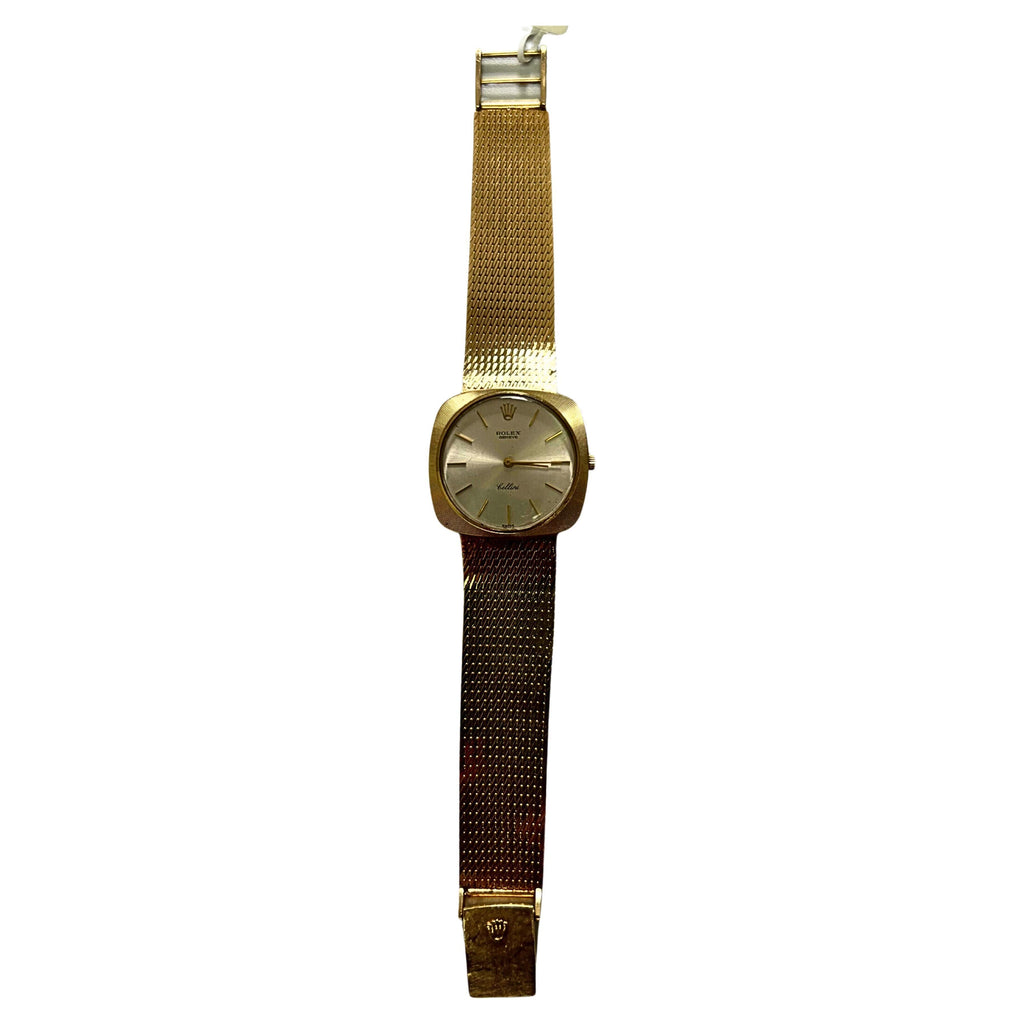 Rolex Cellini White Round Cushion Dial 14 Karat Yellow Gold Vintage Watch