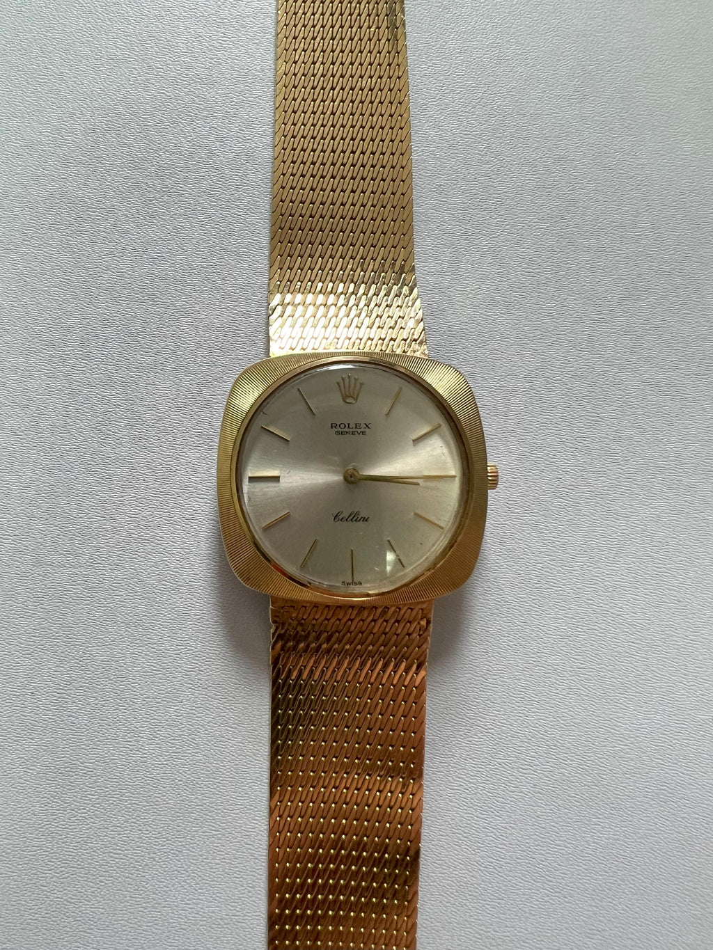 Rolex Cellini White Round Cushion Dial 14 Karat Yellow Gold Vintage Watch