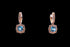 Round Brilliant Cut Blue Topaz Diamond Halo 14 Karat Rose Gold Huggie Drop State