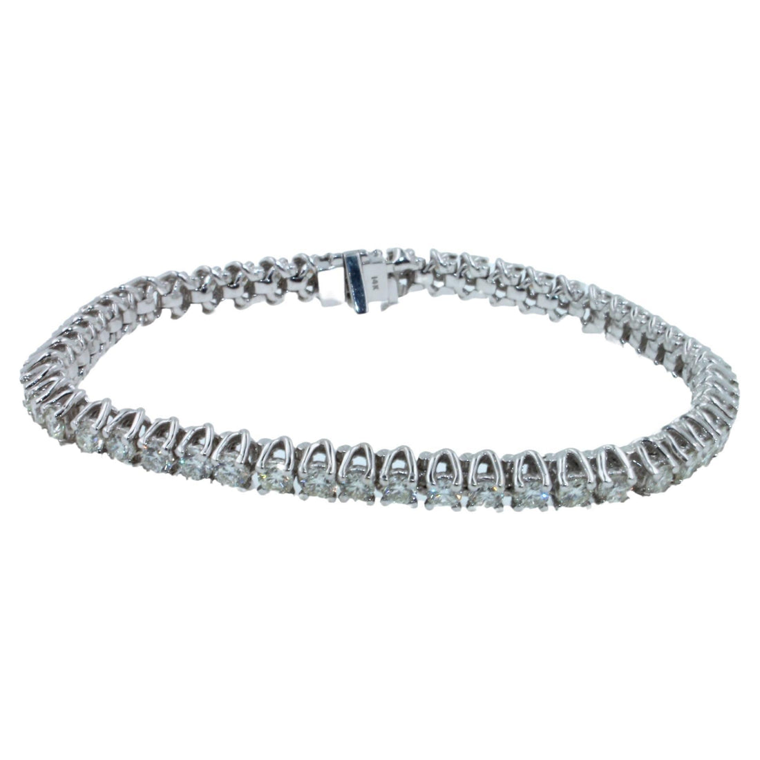 Round Diamond 6 Carat Tennis Line Classic Fashion 14 Karat White Gold Bracelet