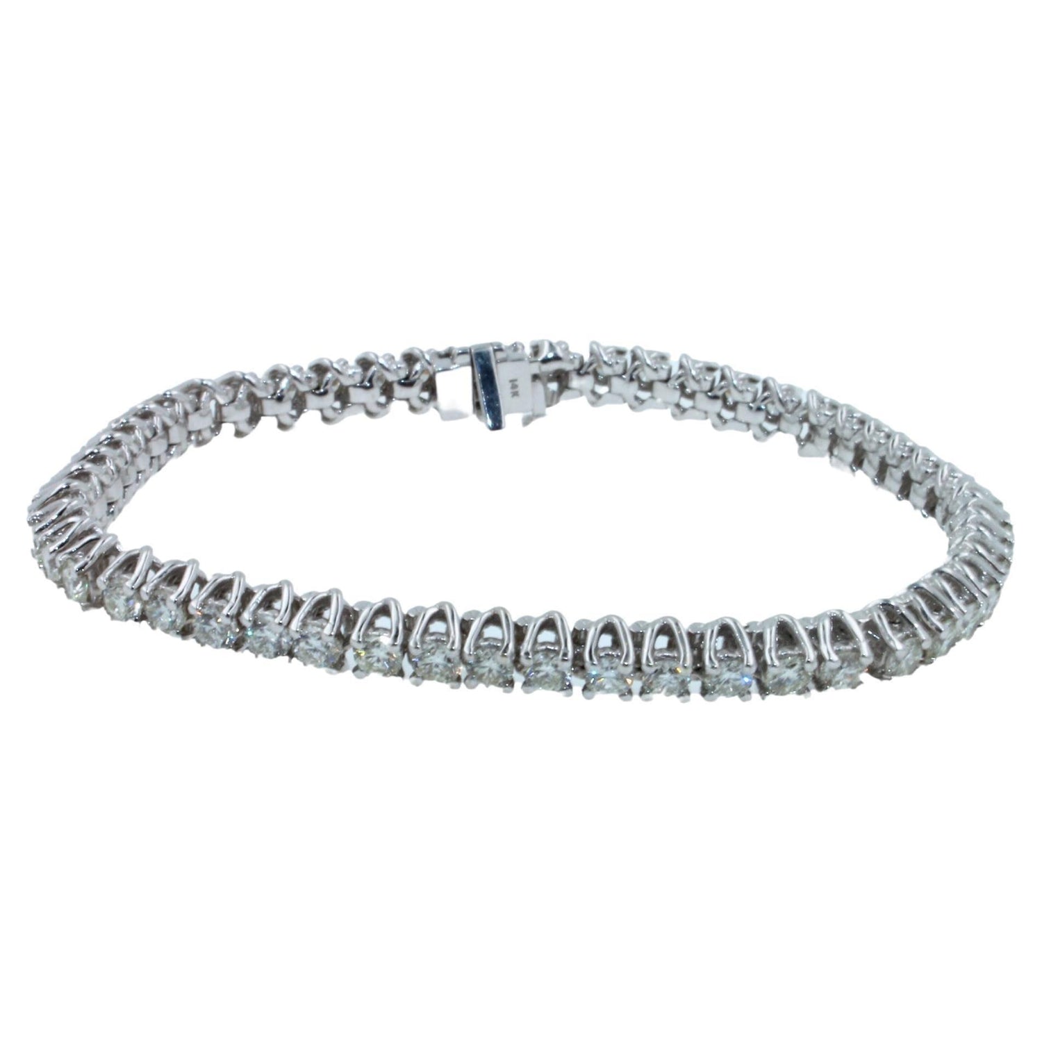 Round Diamond 6 Carat Tennis Line Classic Fashion 14 Karat White Gold Bracelet