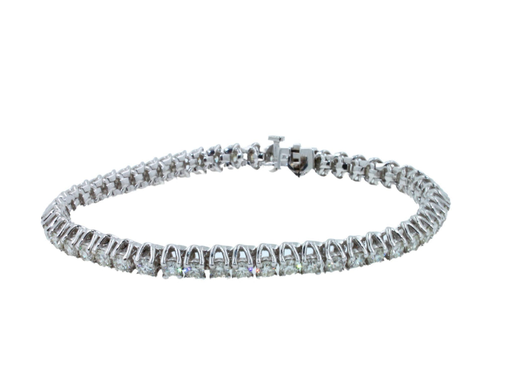 Round Diamond 6 Carat Tennis Line Classic Fashion 14 Karat White Gold Bracelet