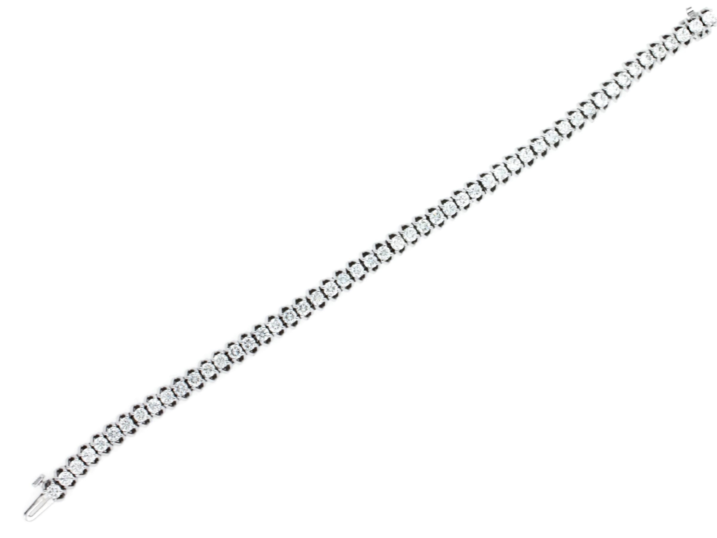 Round Diamond 6 Carat Tennis Line Classic Fashion 14 Karat White Gold Bracelet