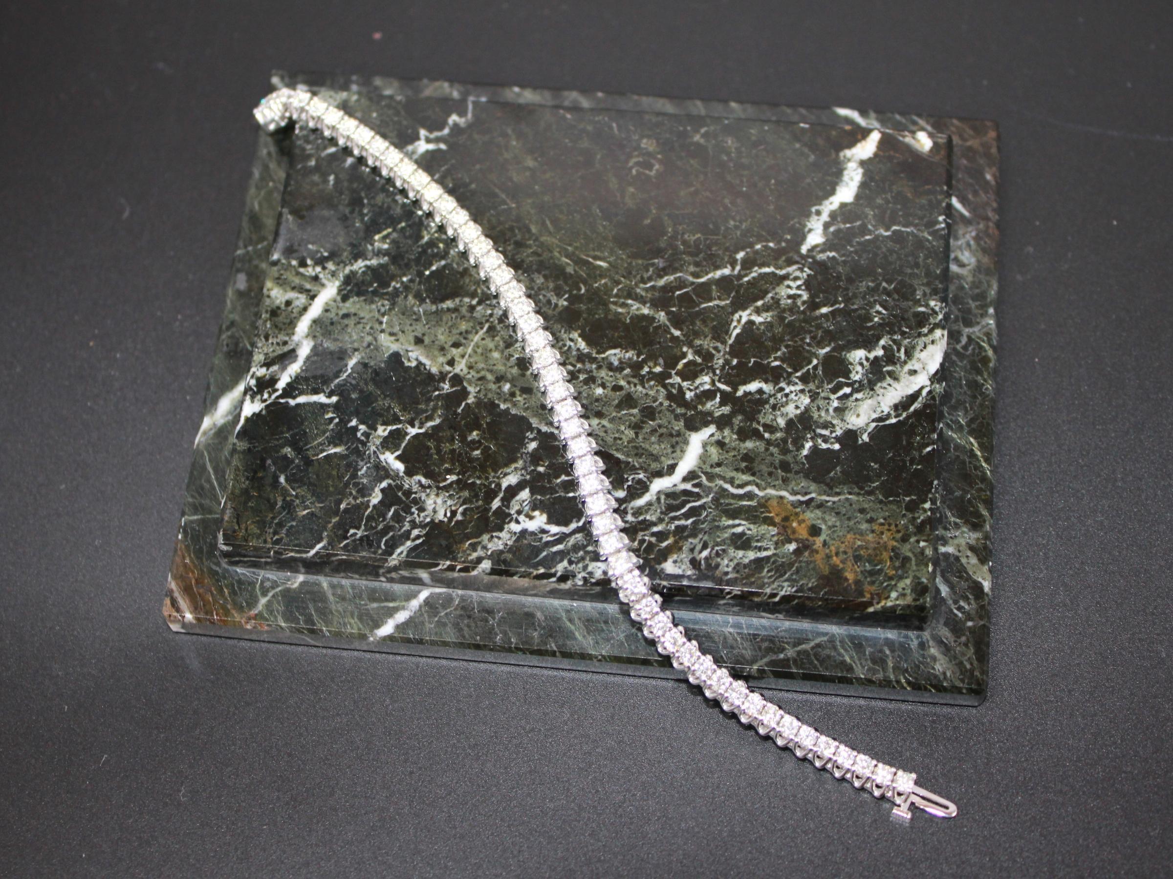 Round Diamond 6 Carat Tennis Line Classic Fashion 14 Karat White Gold Bracelet