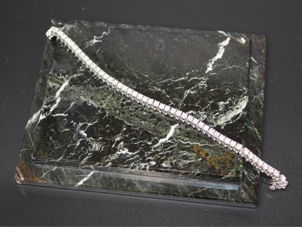 Round Diamond 6 Carat Tennis Line Classic Fashion 14 Karat White Gold Bracelet