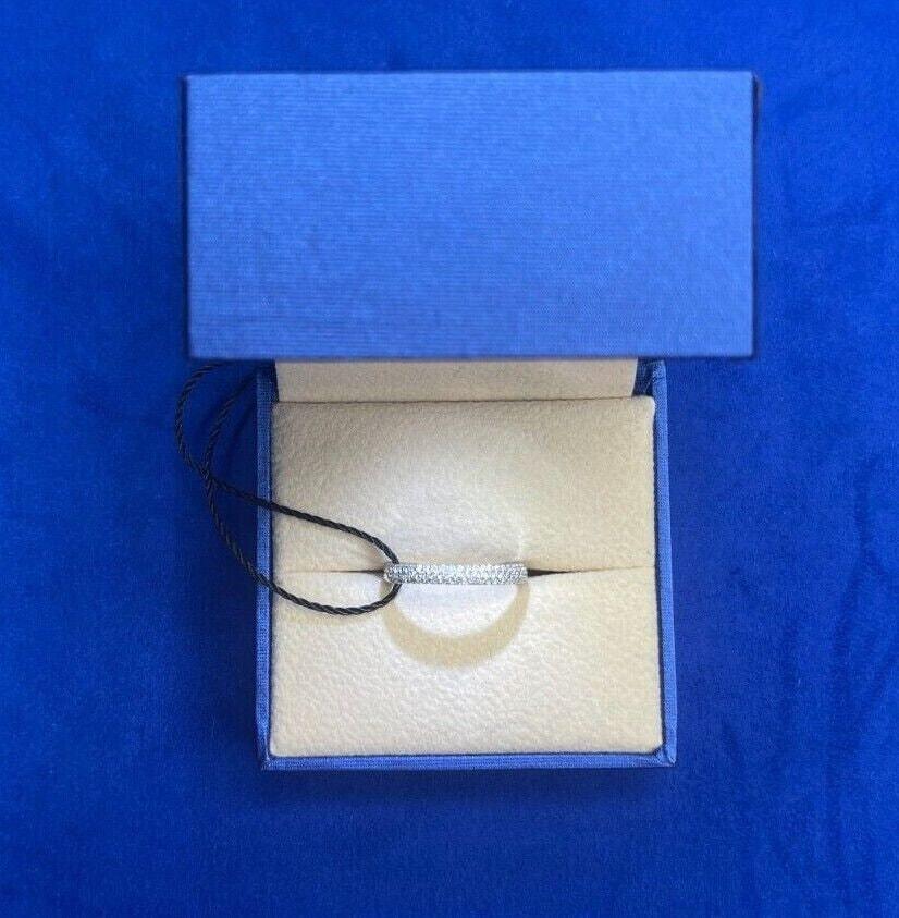 Round Diamond Pave Wedding Thin Stackable Dainty Band 18 Karat White Gold Ring