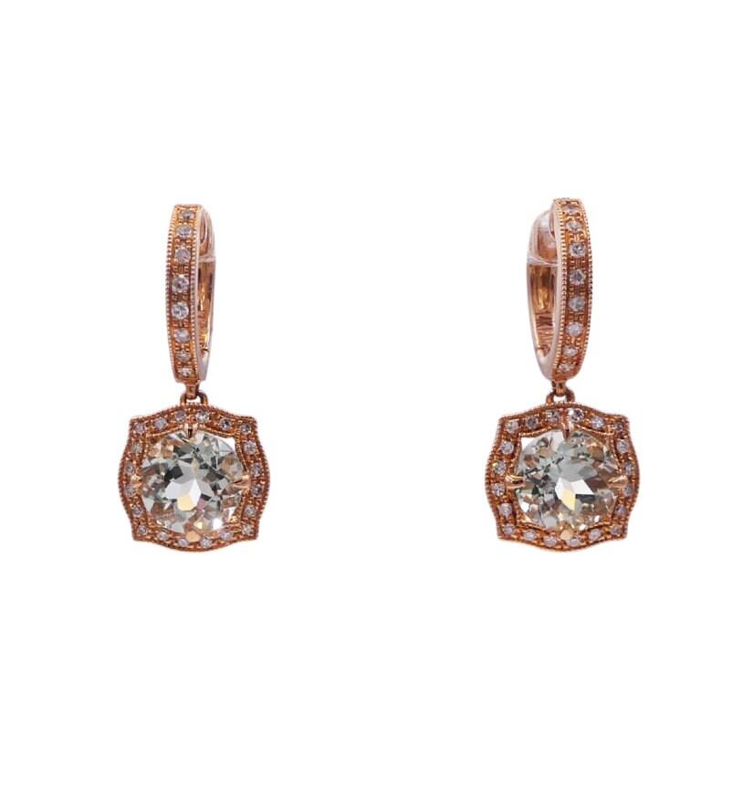 Round Shape Brilliant Cut Green Amethyst Prasiolite with Halo Set White Diamonds