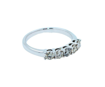 Round Shape Brilliant Cut Silvery Grey Warm Diamond 5 Stone Eternity Stackable C