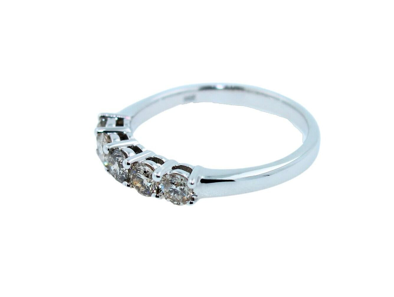 round shape brilliant cut silvery grey warm diamond 5 stone eternity stackable c