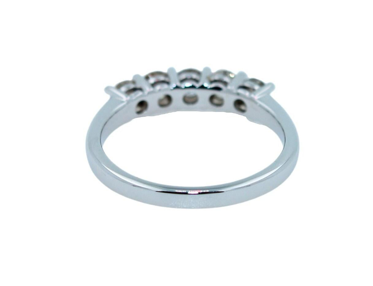 Round Shape Brilliant Cut Silvery Grey Warm Diamond 5 Stone Eternity Stackable C