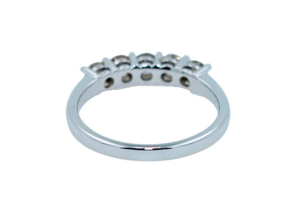 Round Shape Brilliant Cut Silvery Grey Warm Diamond 5 Stone Eternity Stackable C