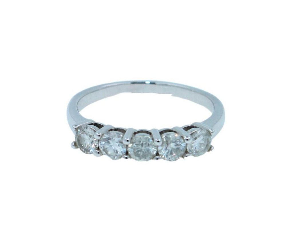 Round Shape Brilliant Cut Silvery White Diamond 5 Stone Eternity 1 Carat Stackab