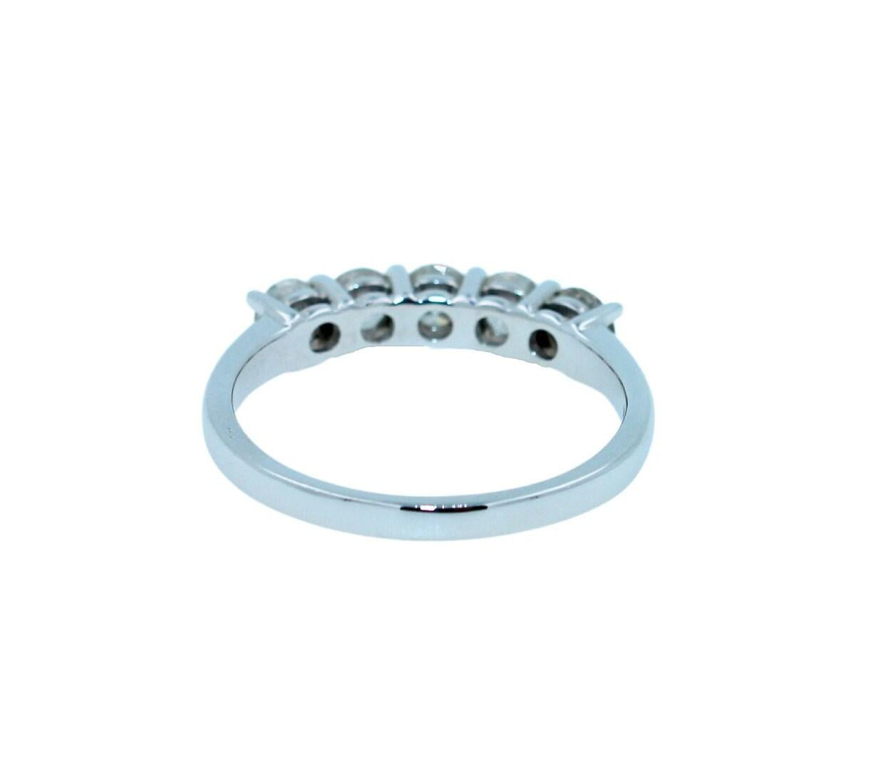 Round Shape Brilliant Cut Silvery White Diamond 5 Stone Eternity 1 Carat Stackab