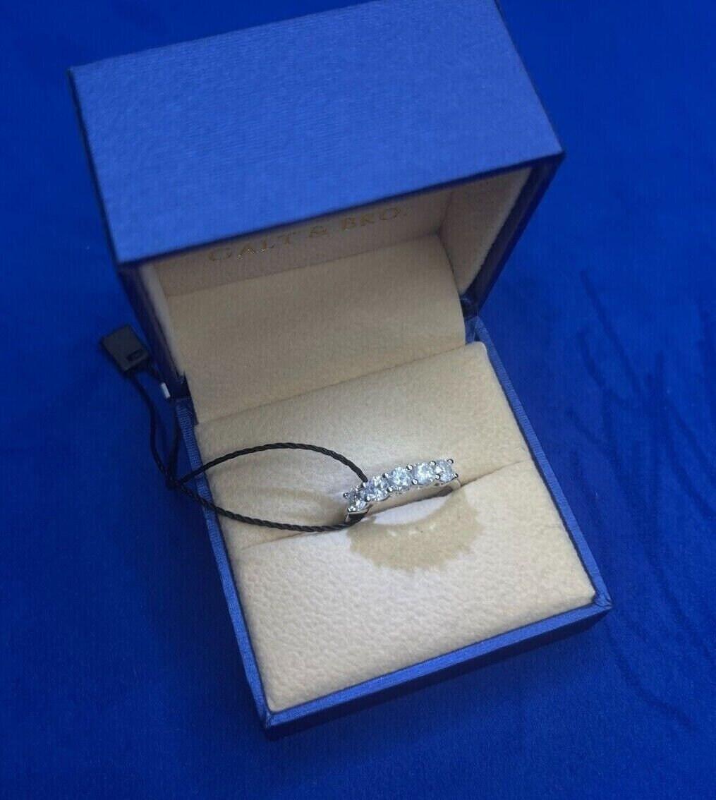 Round Shape Brilliant Cut Silvery White Diamond 5 Stone Eternity 1 Carat Stackab