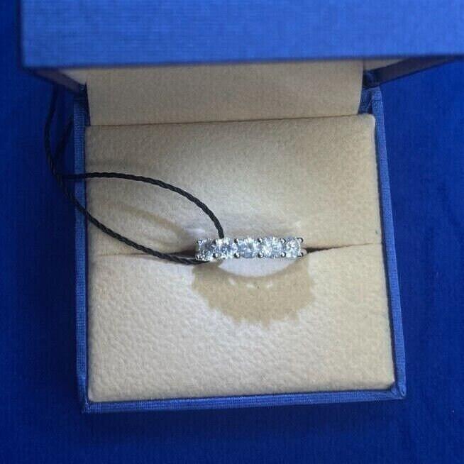 Round Shape Brilliant Cut Silvery White Diamond 5 Stone Eternity 1 Carat Stackab