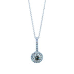 Round Shape Brilliant Cut Solitaire Diamond Pave Halo Set 14 Karat White Gold Da