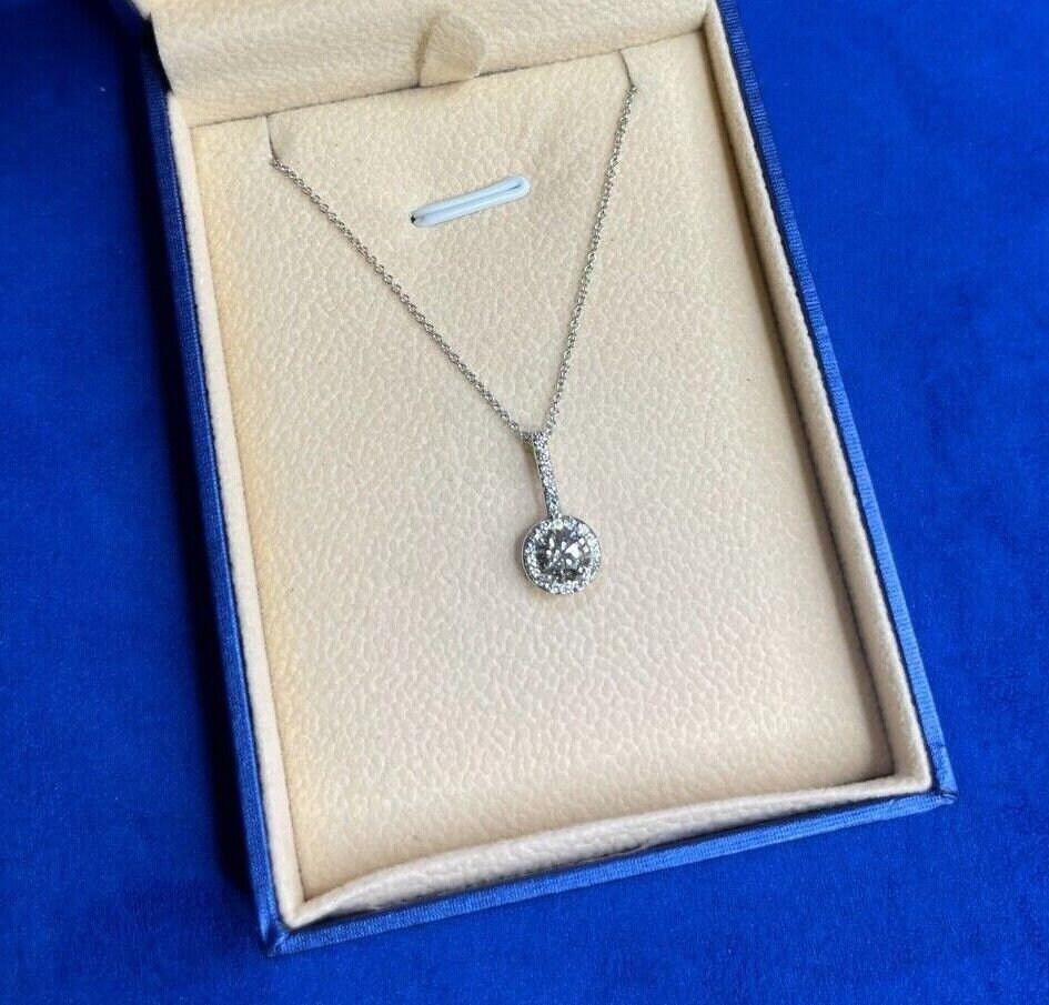 Round Shape Brilliant Cut Solitaire Diamond Pave Halo Set 14 Karat White Gold Da