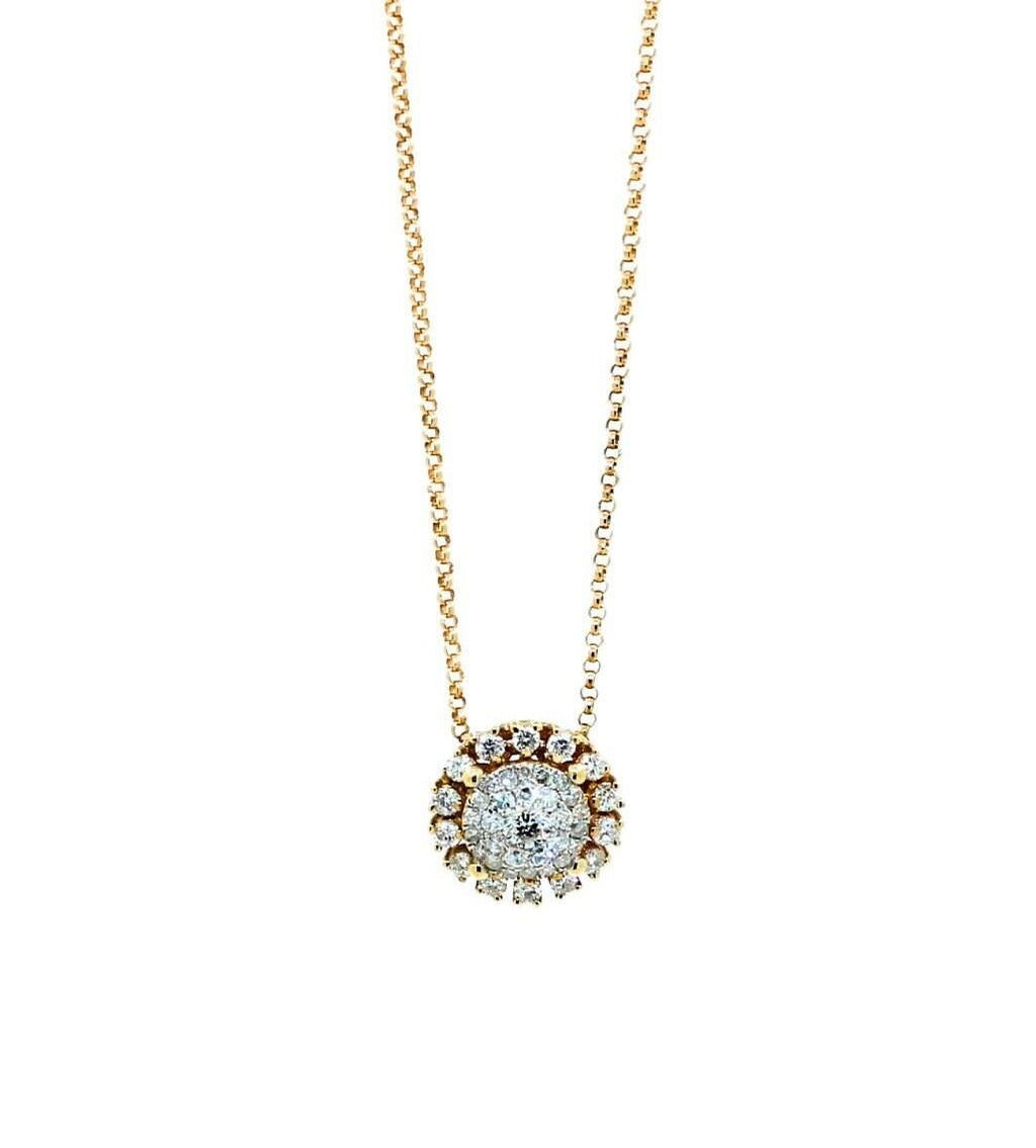 Round Shape Brilliant Cut Sunflower Flora Sun Ray Illusion Set Halo Set Pave Set