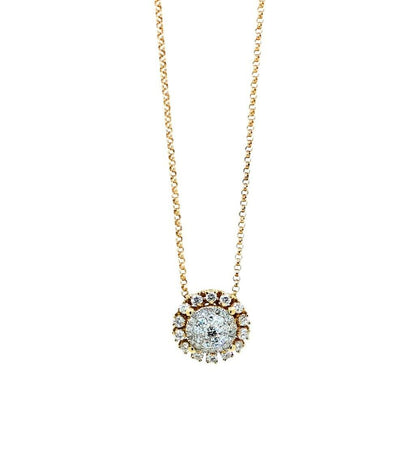 Round Shape Brilliant Cut Sunflower Flora Sun Ray Illusion Set Halo Set Pave Set