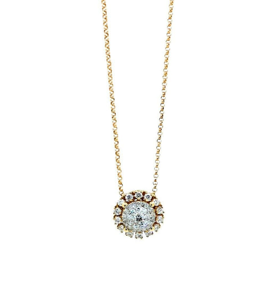 Round Shape Brilliant Cut Sunflower Flora Sun Ray Illusion Set Halo Set Pave Set