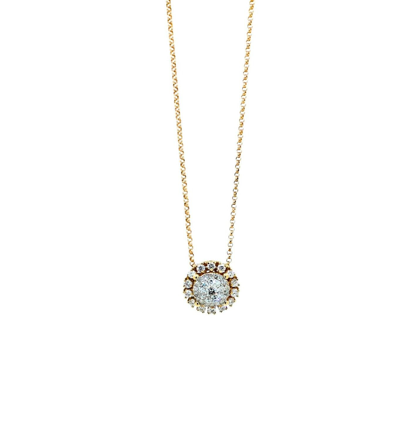 round shape brilliant cut sunflower flora sun ray illusion set halo set pave set