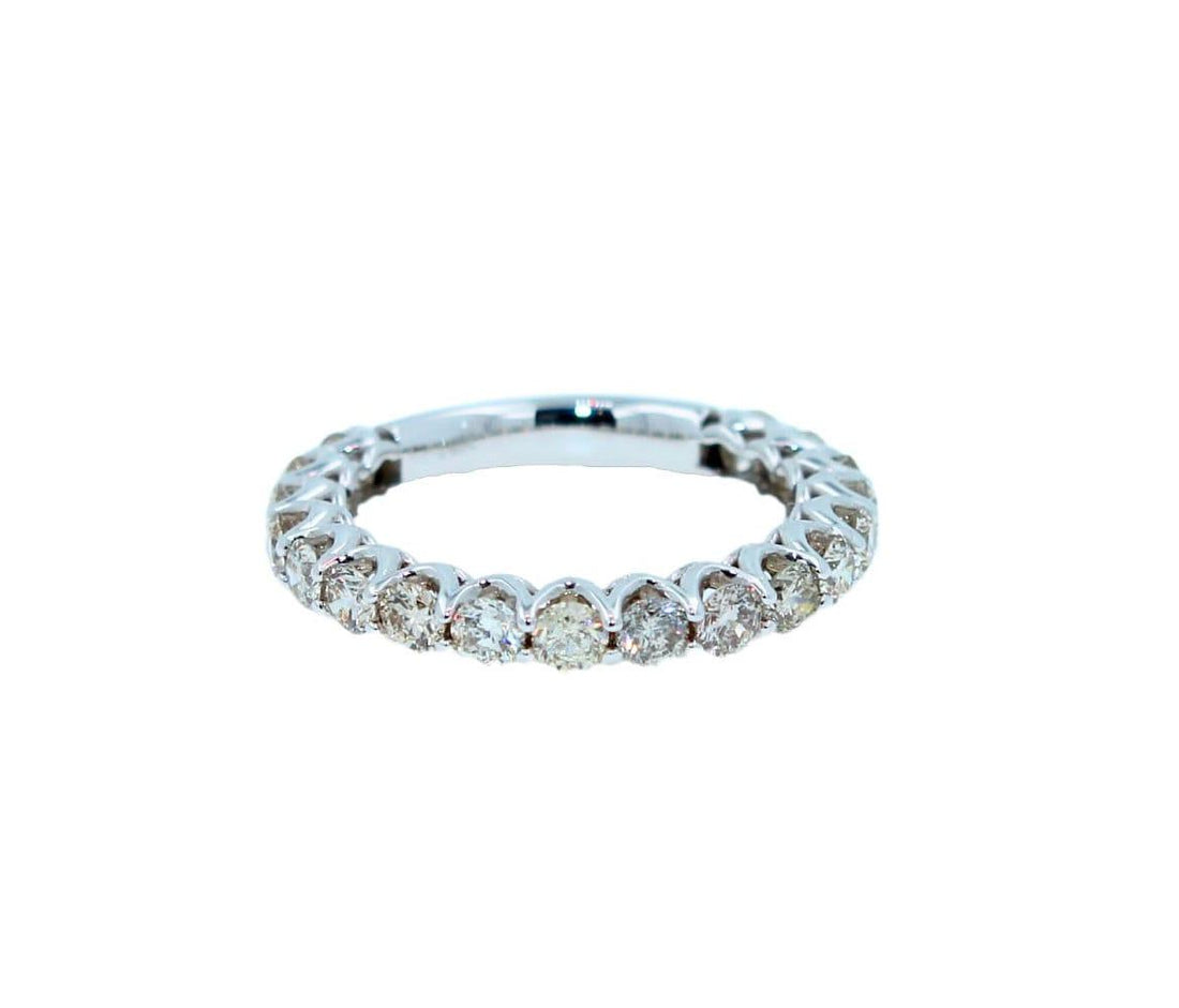 Round Shape Brilliant Cut Warm Silver Diamond Classic Stack Eternity Wedding Ann