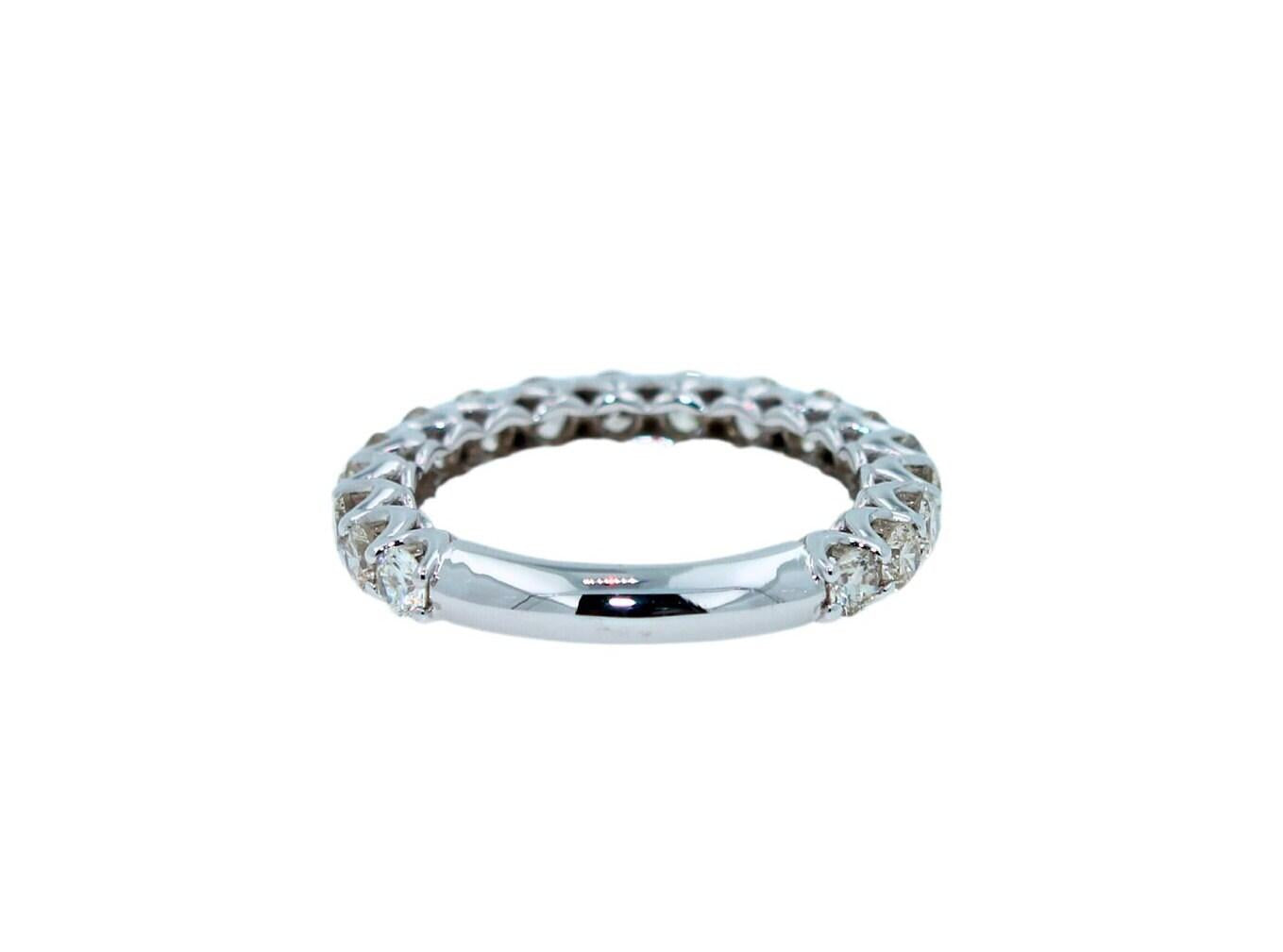 Round Shape Brilliant Cut Warm Silver Diamond Classic Stack Eternity Wedding Ann