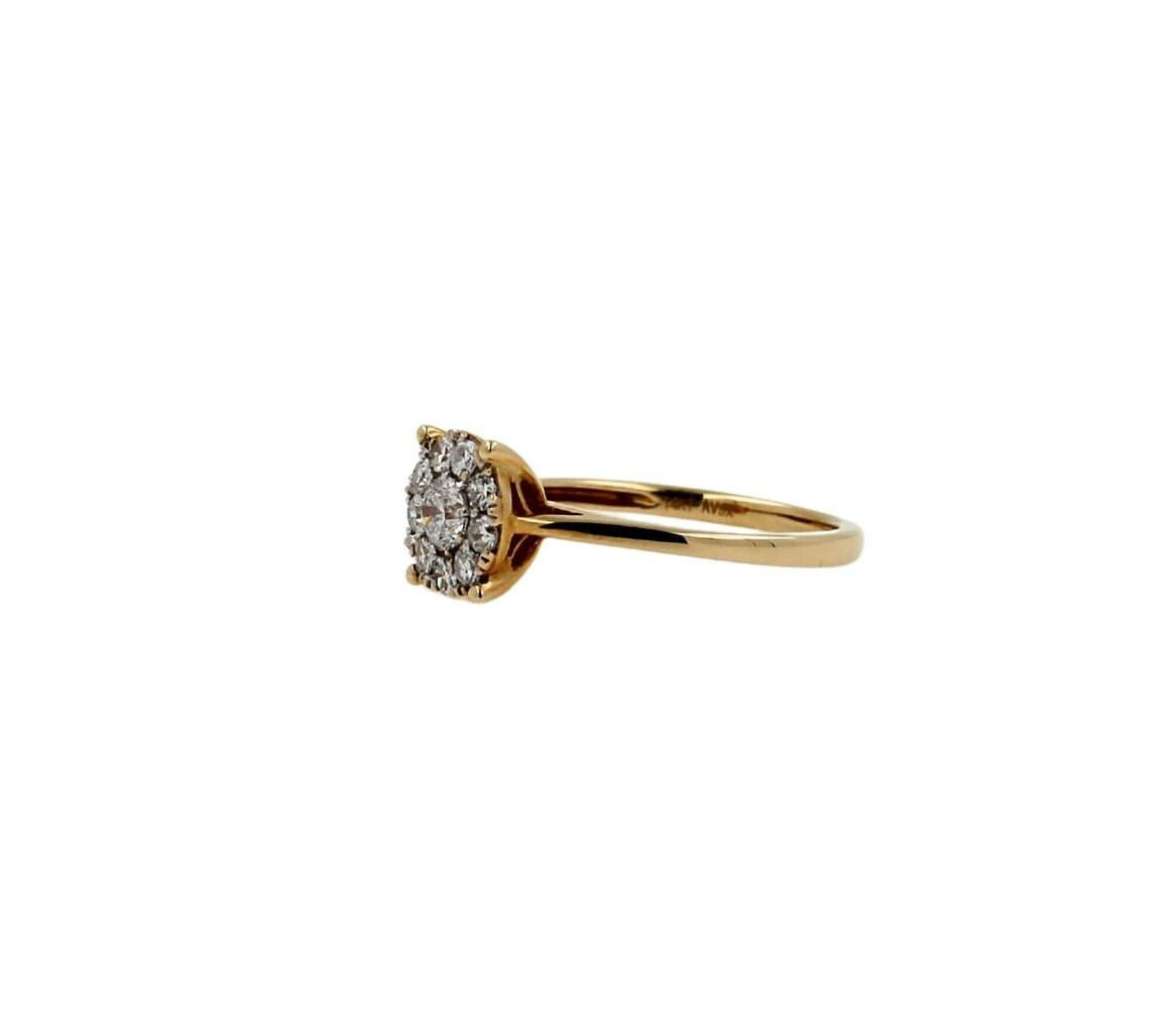 Round White Brilliant Cut Diamond Pave Halo Set Illusion 14K Yellow Gold Classic
