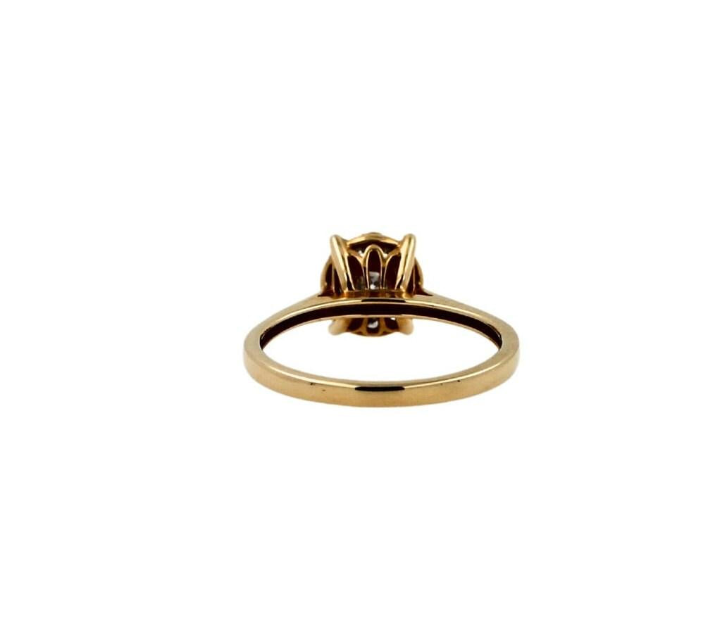 Round White Brilliant Cut Diamond Pave Halo Set Illusion 14K Yellow Gold Classic