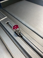 Rubellite қызғылт турмалин гауһар тасты қос бақа 18 каратты ақ алтыннан жасалған сақина