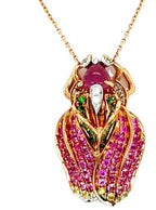 Bug Pink Tourmaline Diamond Sapphire & Garnet 18K Rose Gold Pendant Necklace