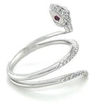 White Diamond Ruby 18K White Gold Snake Ring