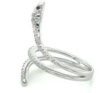 White Diamond Ruby 18K White Gold Snake Ring
