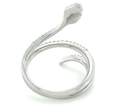 White Diamond Ruby 18K White Gold Snake Ring